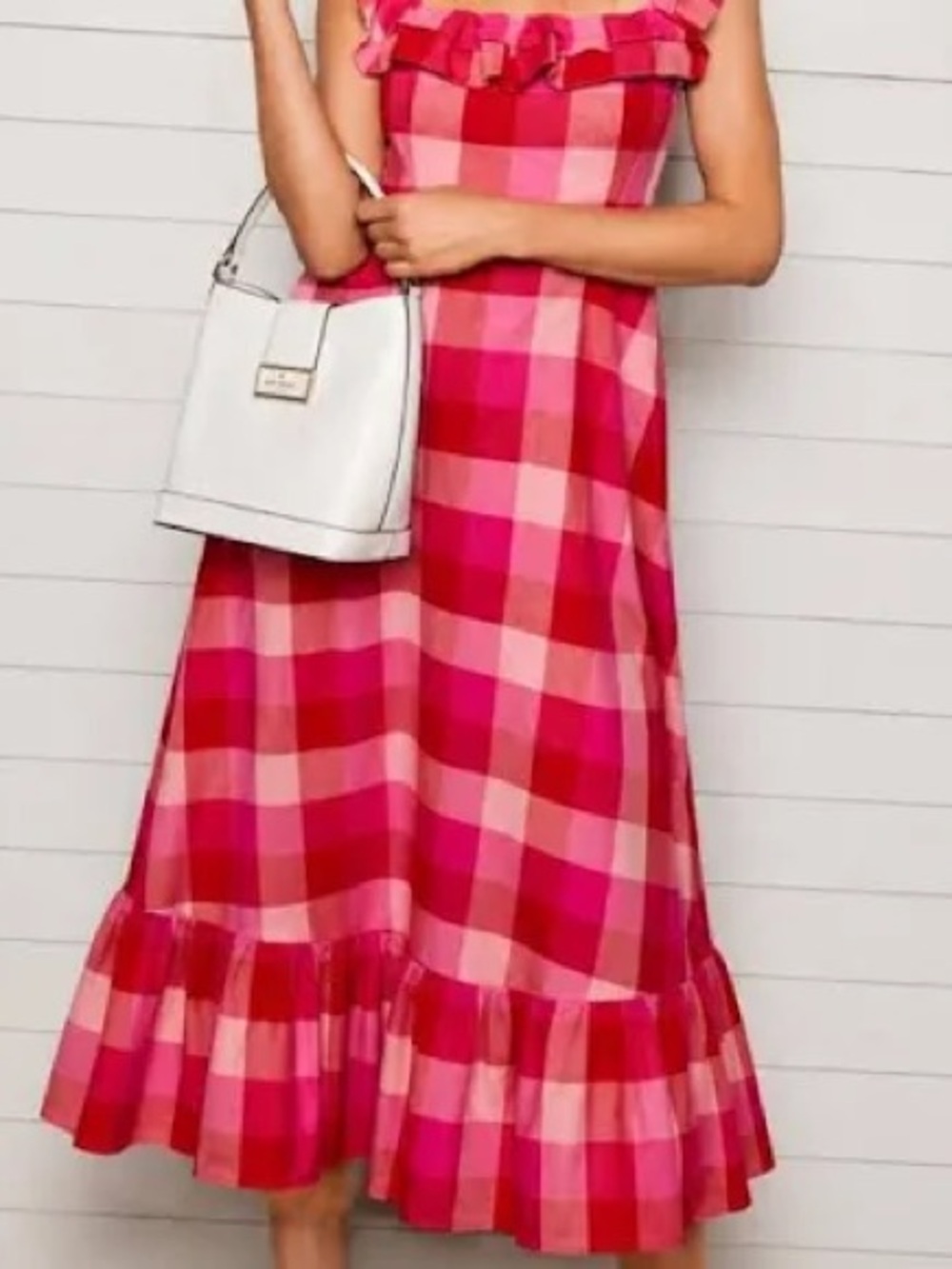 NWT Kate Spade Gingham Ruffle Midi Dress